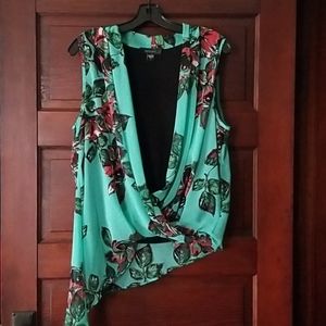 Karen Kane floral wrap sleeveless blouse